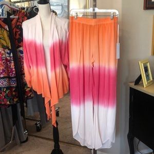 SET YOUNG FABULOUS & BROKE AIKO OMBRE SPLIT PANTS and FRONT TIE TOP
